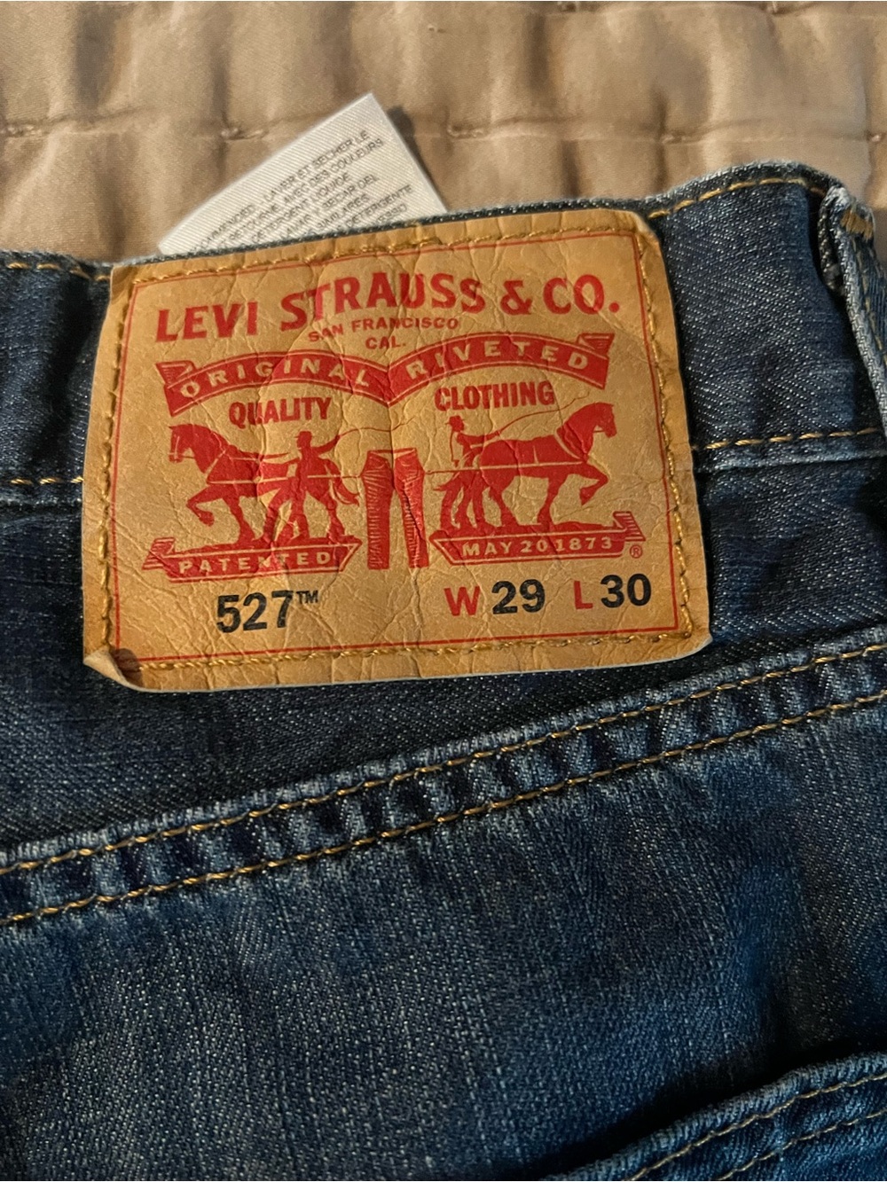 Levi's 527 Bootcut Jeans - Dark Blue with Tan Patch 29 x 30